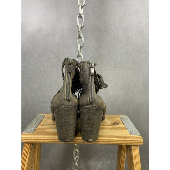 Free People Boot Carrera Women's Leather Woven Ankle Zip 38 - Picture 4 of 7